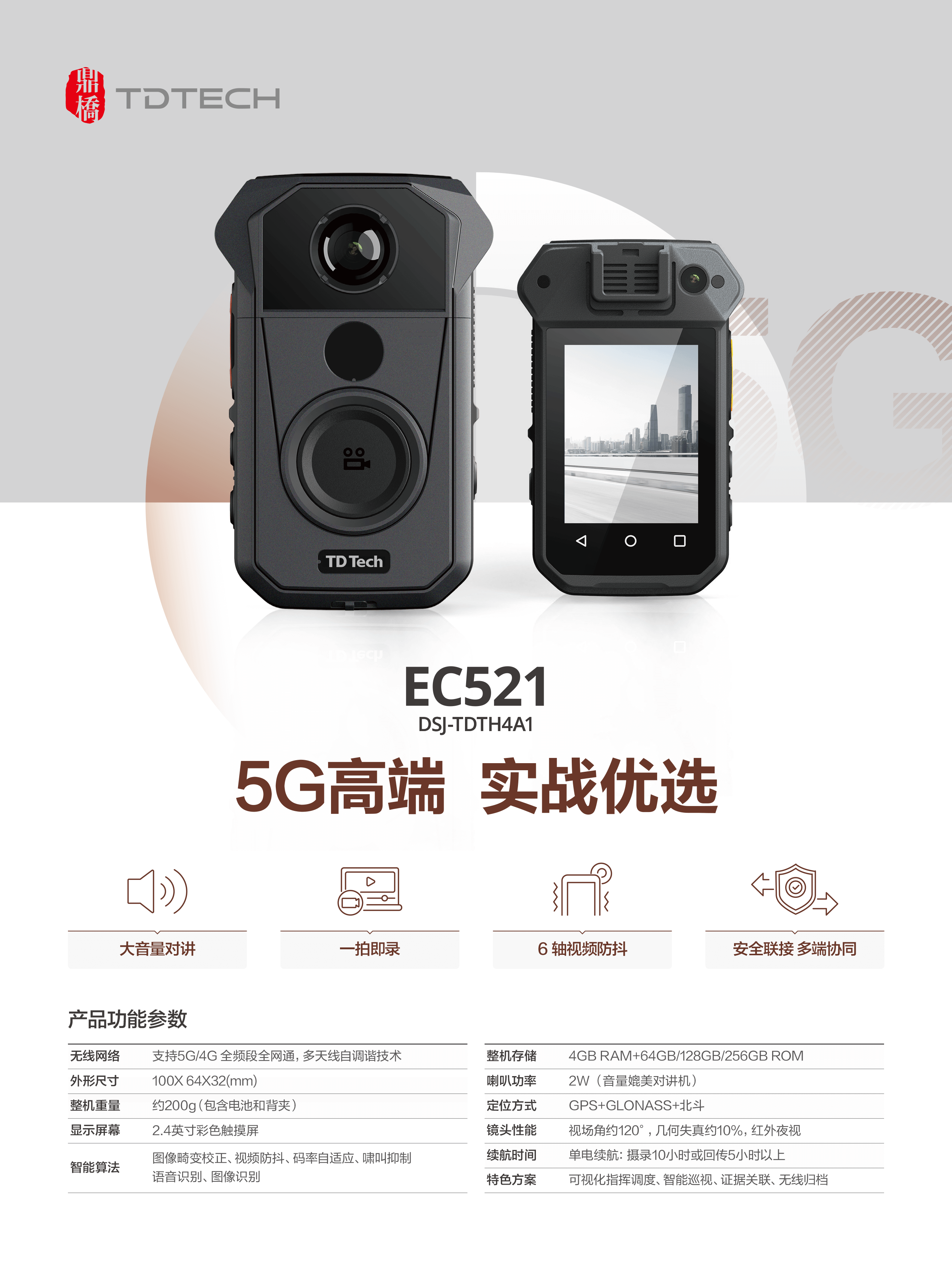 【TD Tech】5G执法记录仪-新先锋EC521